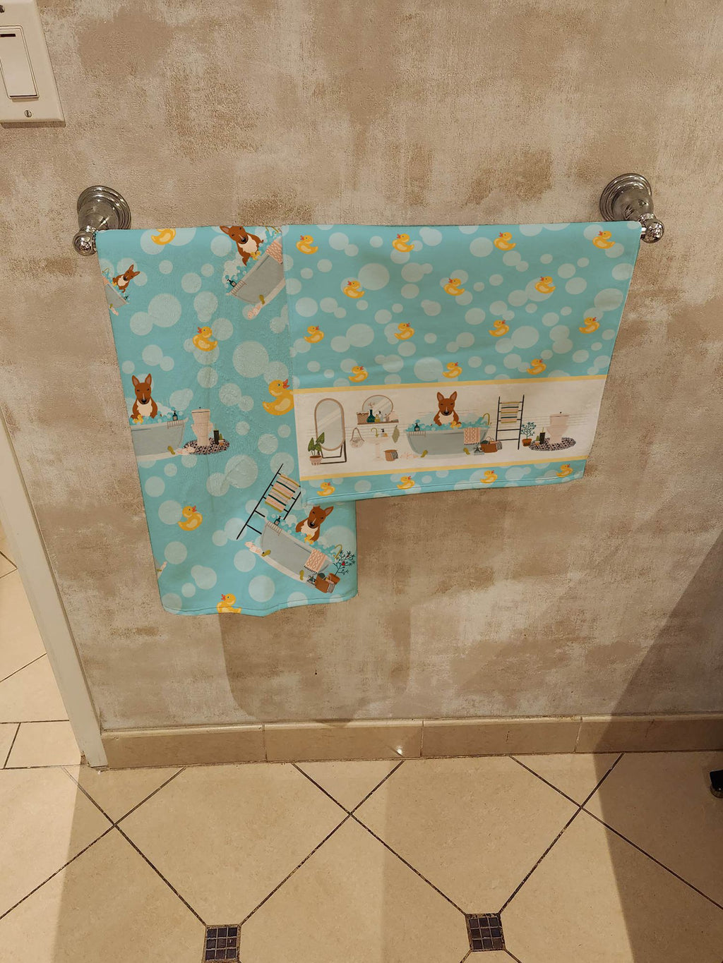 Red Bull Terrier Bathtub Bath Towel