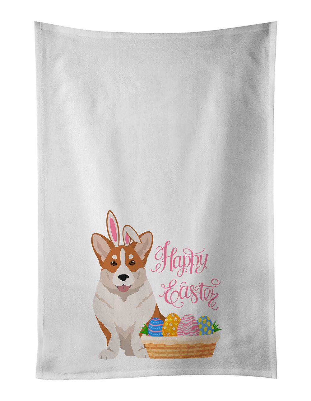 Red Cardigan Corgi Easter Kitchen Towel Set
