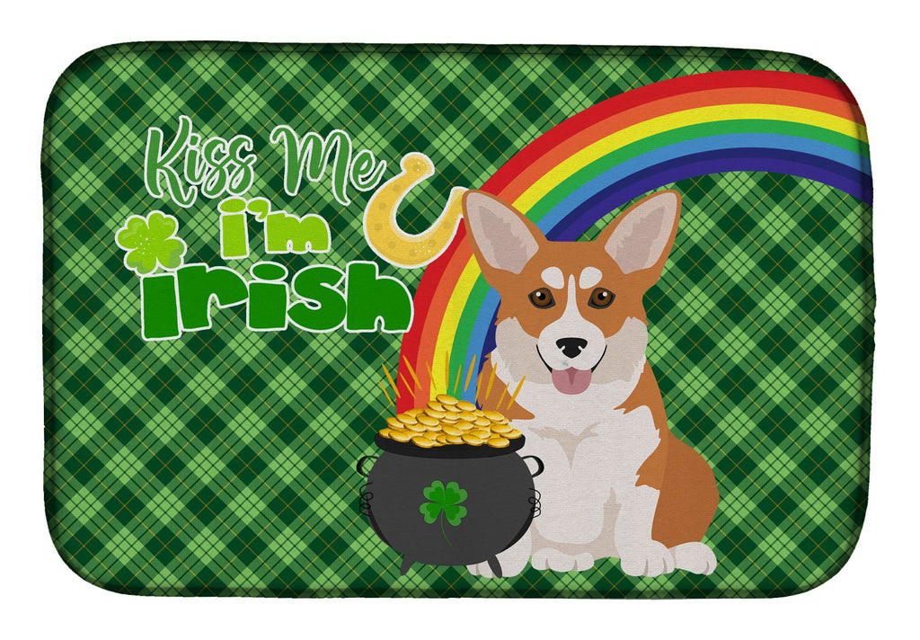 Red Pembroke Corgi St. Patrick's Day Drying Mat