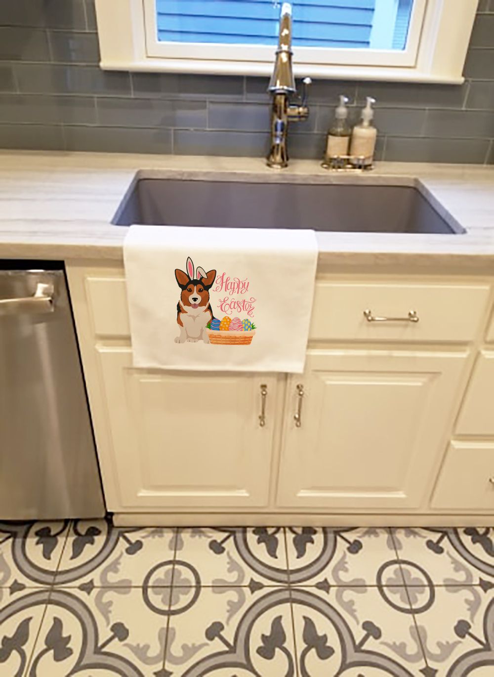 Sable Pembroke Corgi Easter Kitchen Towel Set