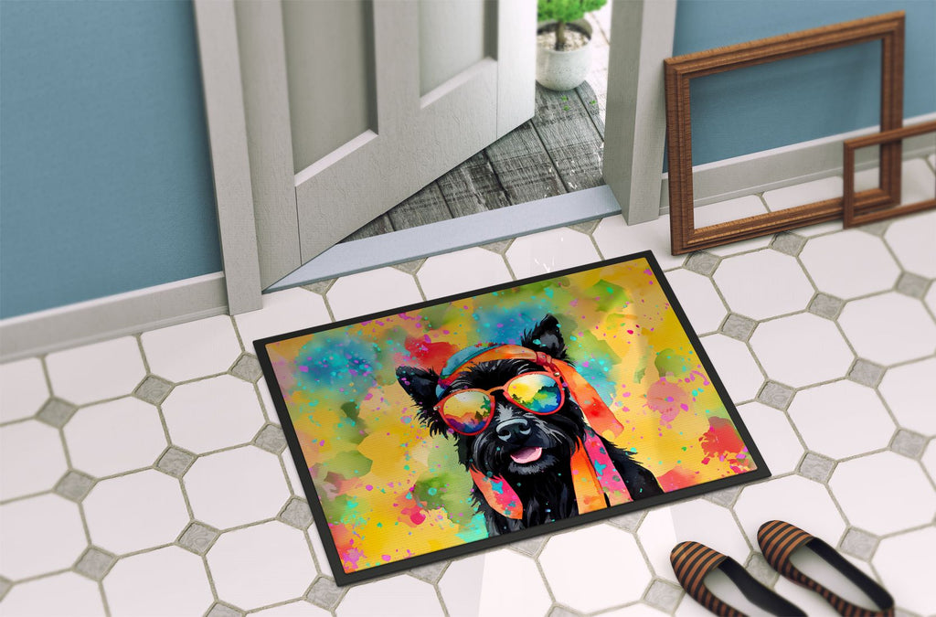 Scottish Terrier Hippie Dawg Artwork Doormat