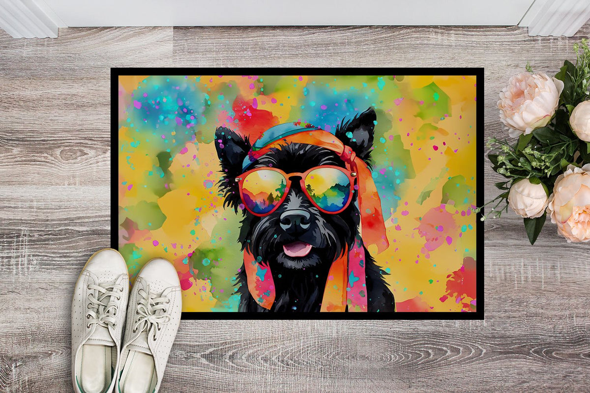 Scottish Terrier Hippie Dawg Artwork Doormat