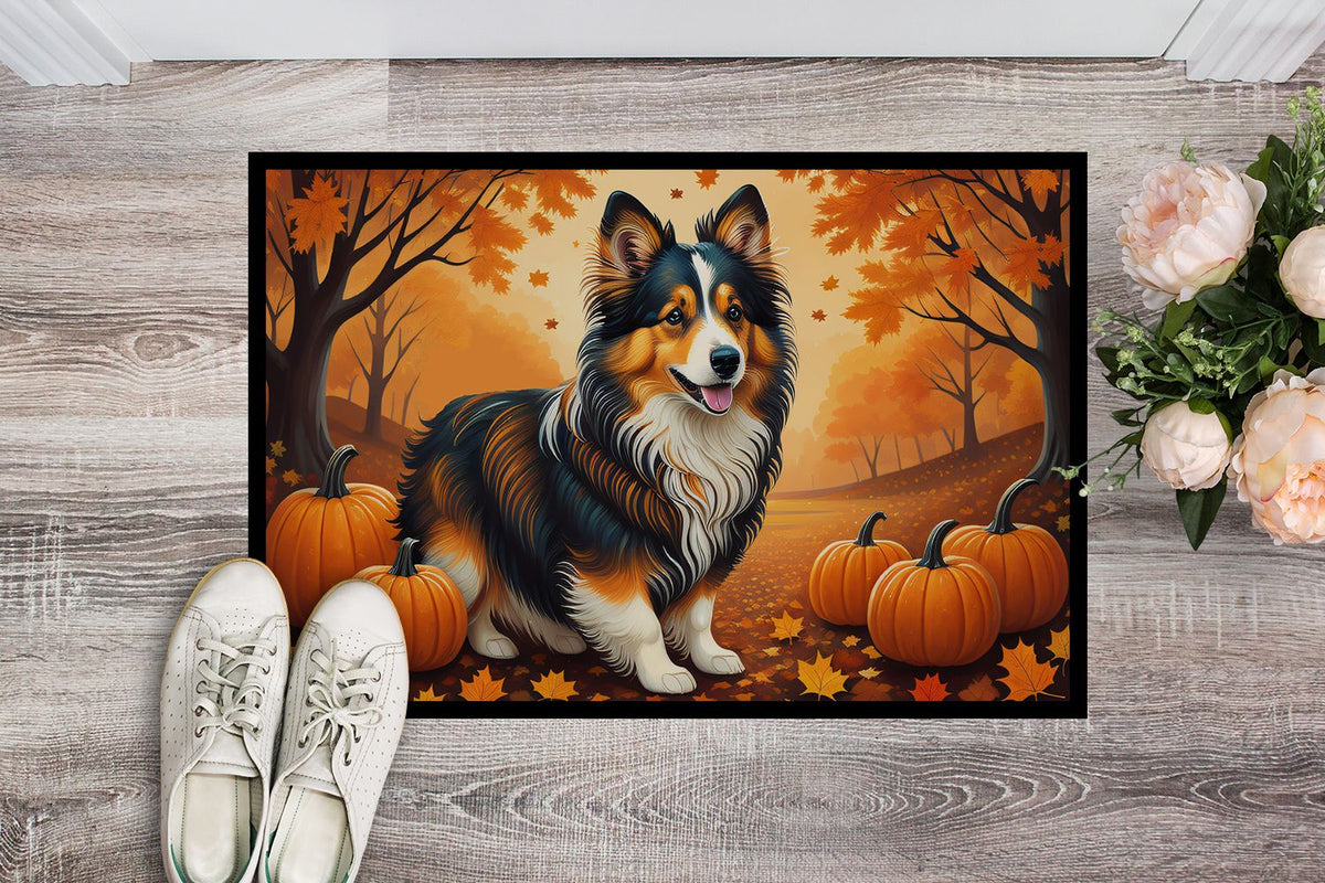 Sheltie Fall Artwork Indoor-Outdoor Doormat