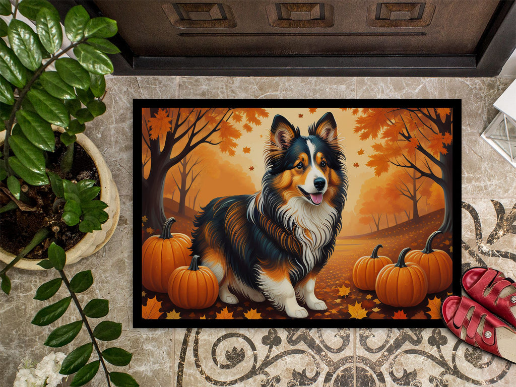 Sheltie Fall Artwork Indoor-Outdoor Doormat