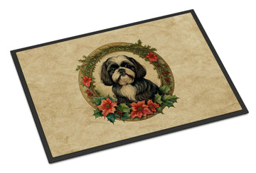 Shih Tzu Christmas Flowers Indoor-Outdoor Doormat