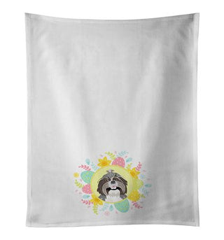 Silver and White Shih Tzu Easter Kitchen Towels