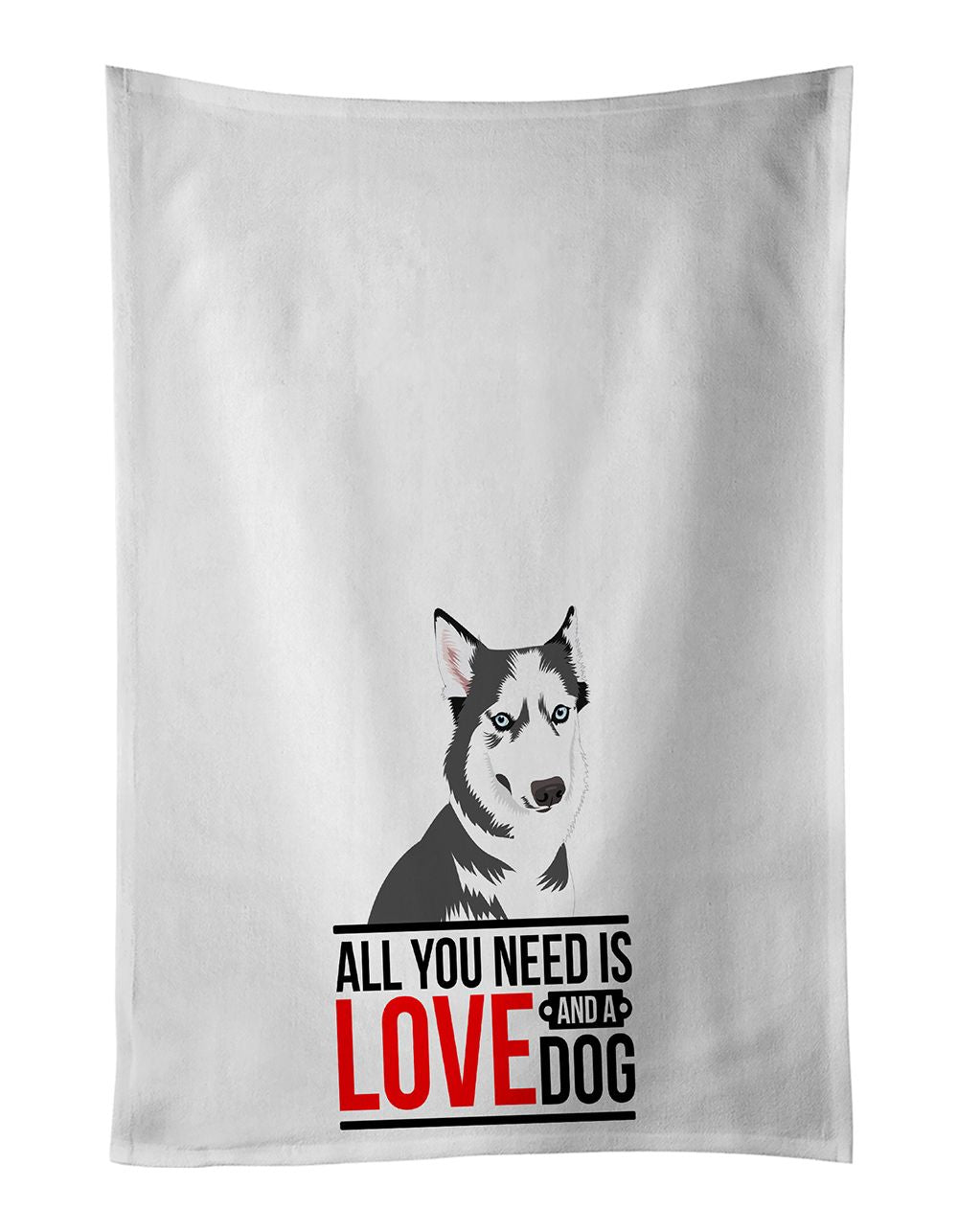 Silver and White Siberian Husky Kitchen Towel Set
