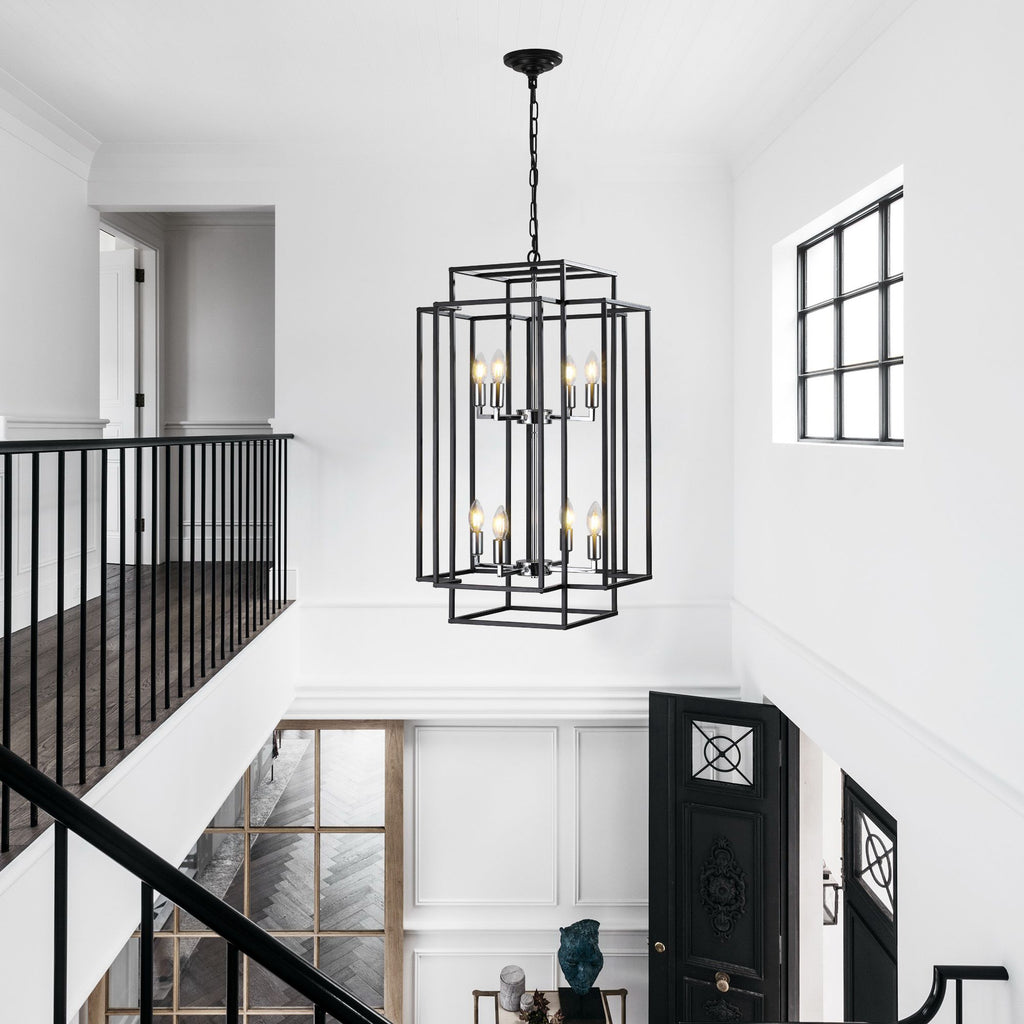 Adjustable Boom Foyer Pendant Light – 60-, everyday Metal Frame, E12 Sockets