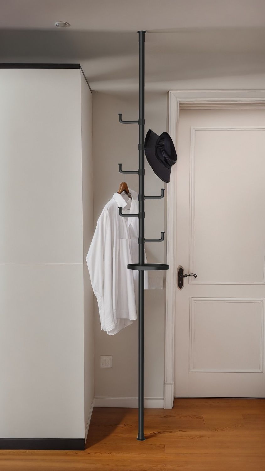 Adjustable Floor-to-Ceiling Tension Rod for Hanging Clothes and Accessories