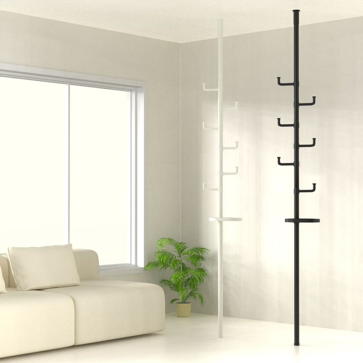 Adjustable Floor-to-Ceiling Tension Rod for Hanging Clothes and Accessories