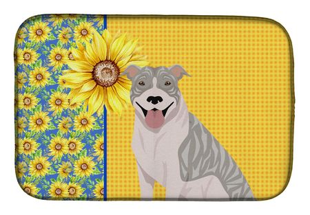 Summer Sunflowers Pit Bull Terrier Dish Drying Mat