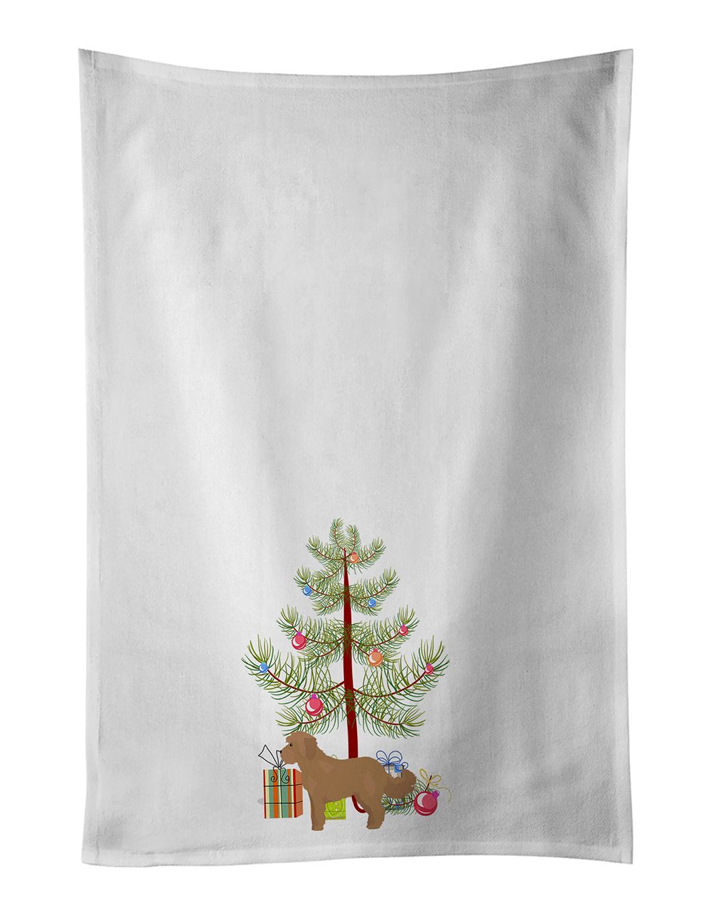 Tan Cockapoo Christmas Tree Kitchen Towel Set