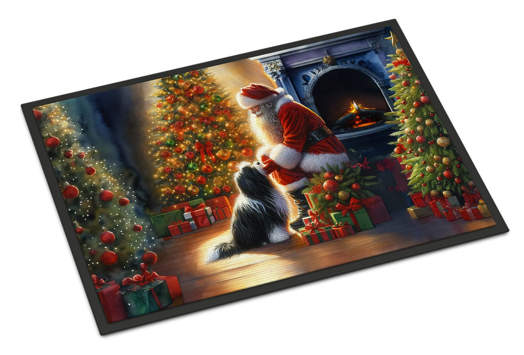Tibetan Terrier and Santa Claus Christmas Doormat