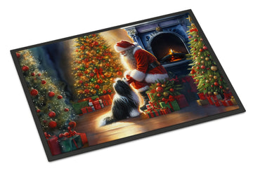 Tibetan Terrier and Santa Claus Christmas Doormat