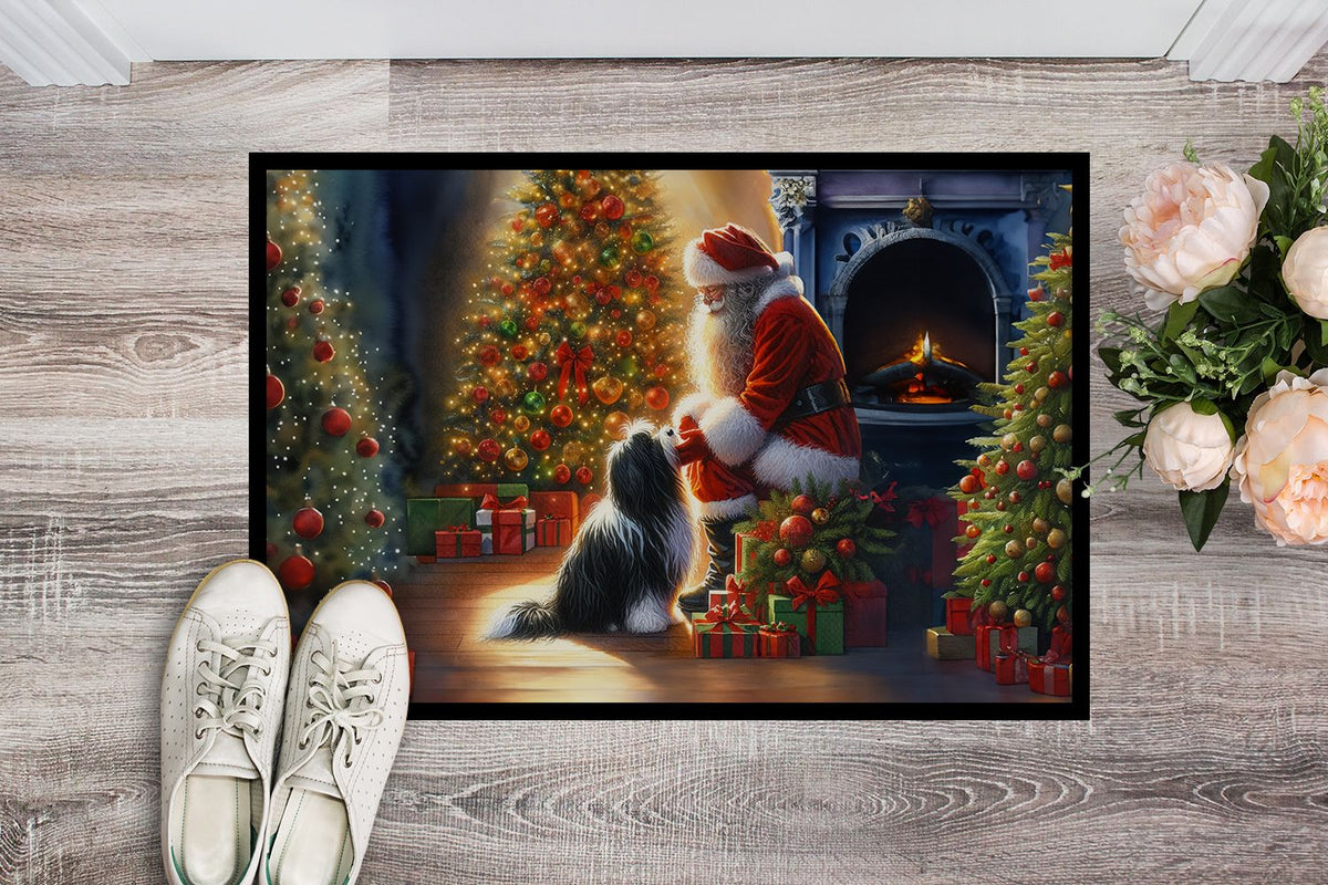 Tibetan Terrier and Santa Claus Christmas Doormat