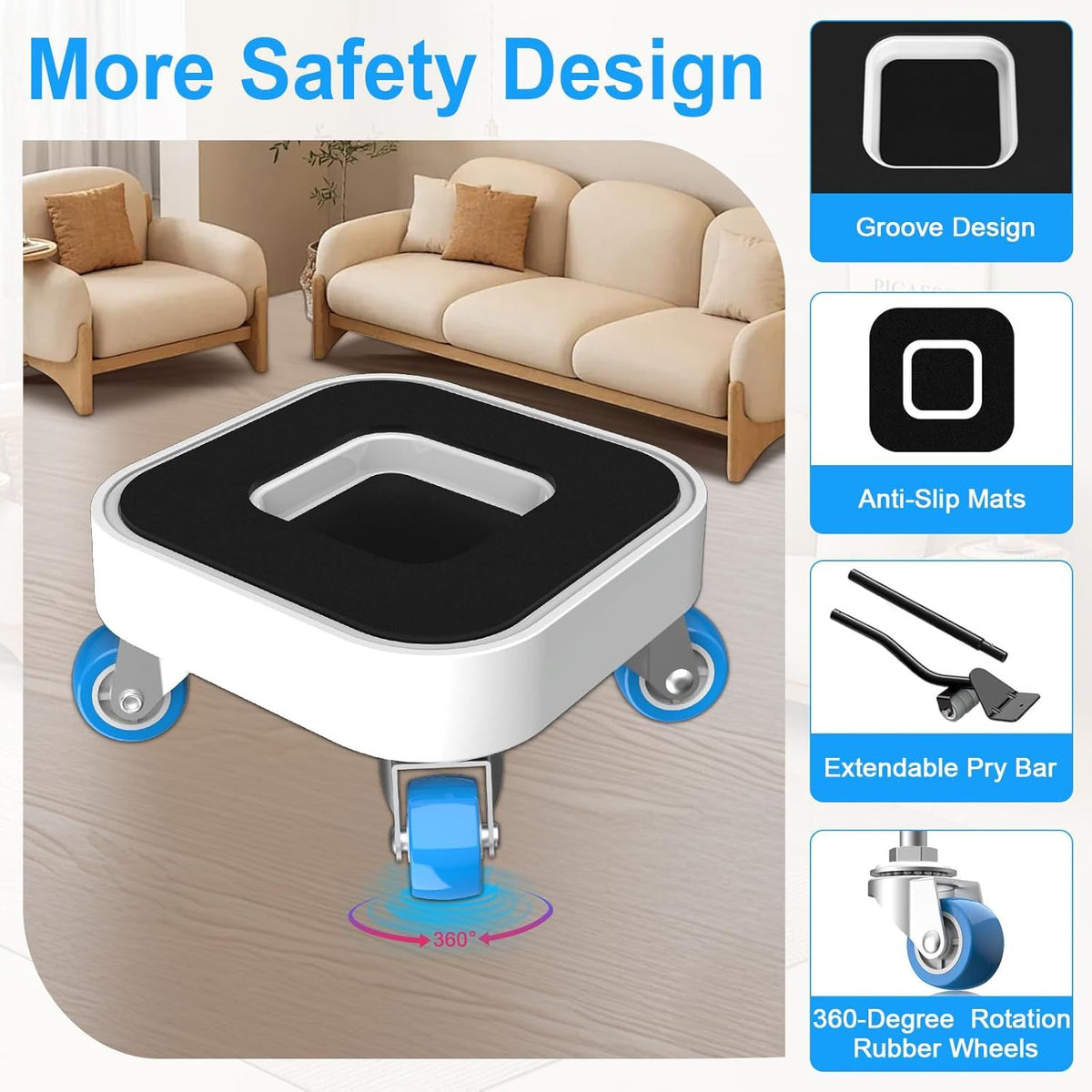 Rotating-Wheel Furniture Lift and Mover Set
