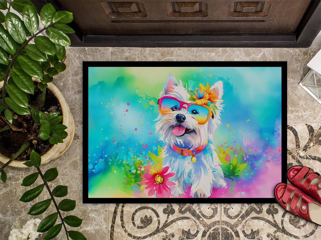 Westie Hippie Dawg Doormat for Indoor or Outdoor Use