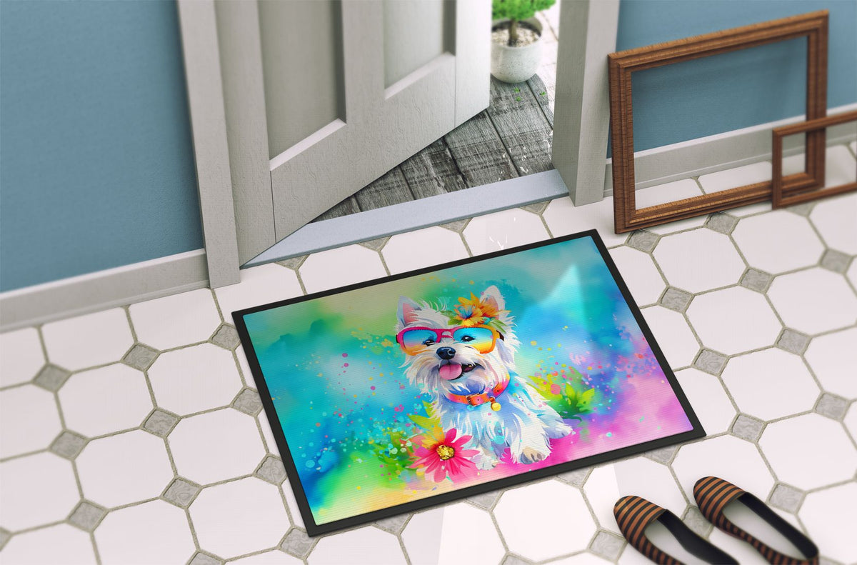 Westie Hippie Dawg Doormat for Indoor or Outdoor Use