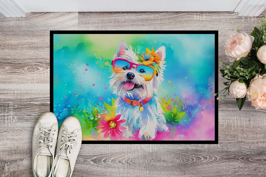 Westie Hippie Dawg Doormat for Indoor or Outdoor Use