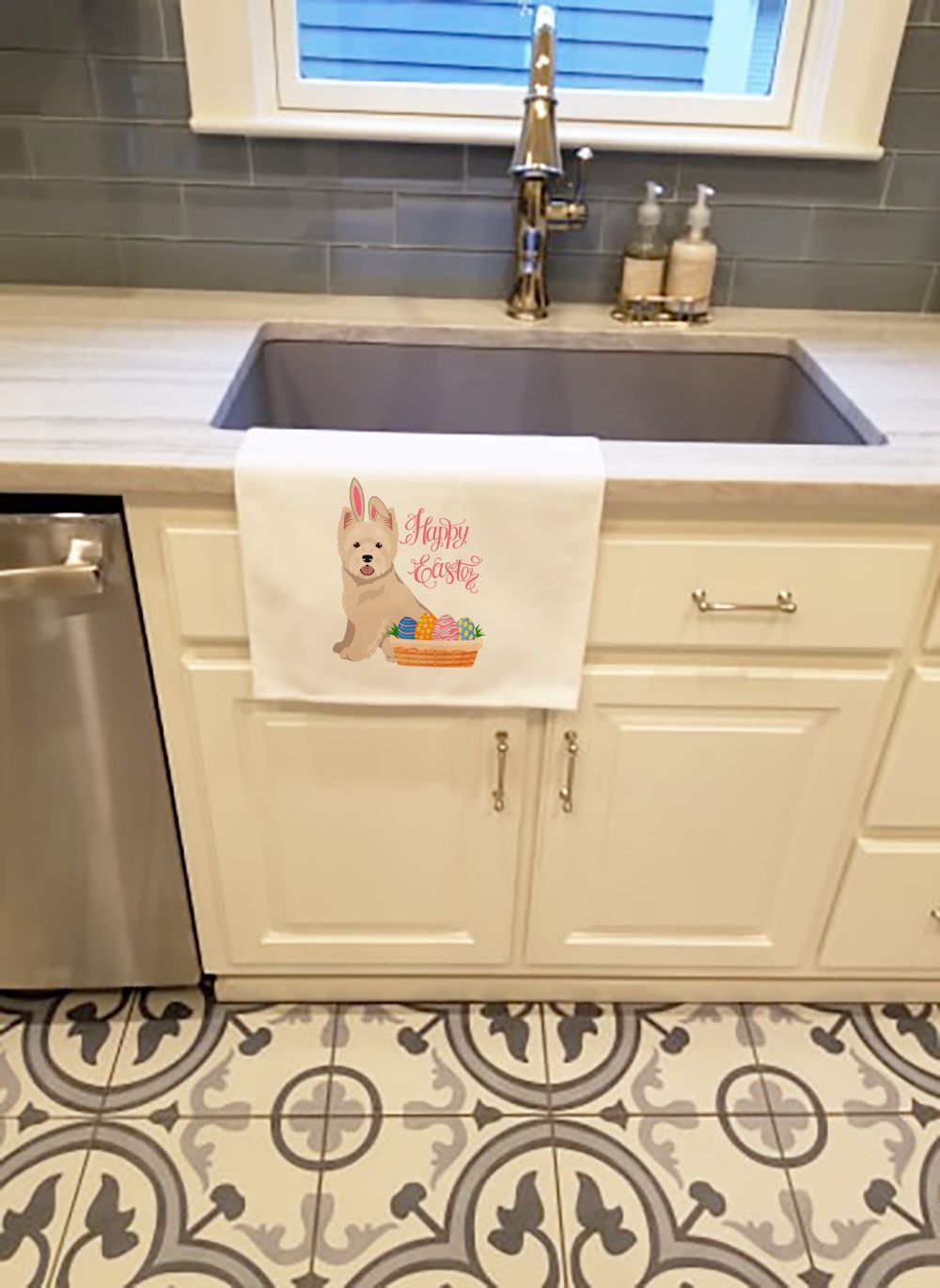 Westie Easter Egg Hunt Kitchen Towel Set