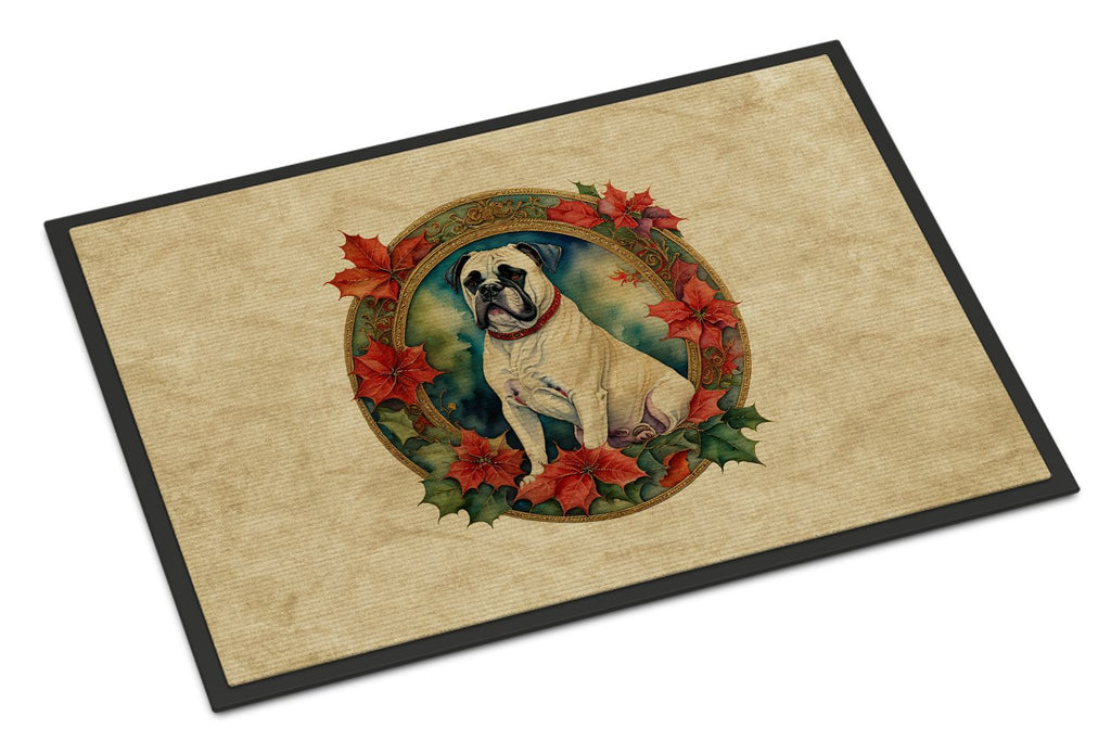 Festive Christmas Flowers Doormat for Entryway