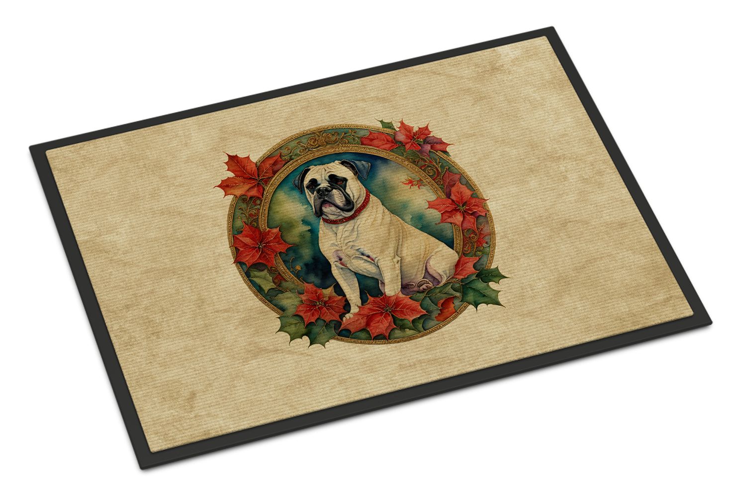 Festive Christmas Flowers Doormat for Entryway
