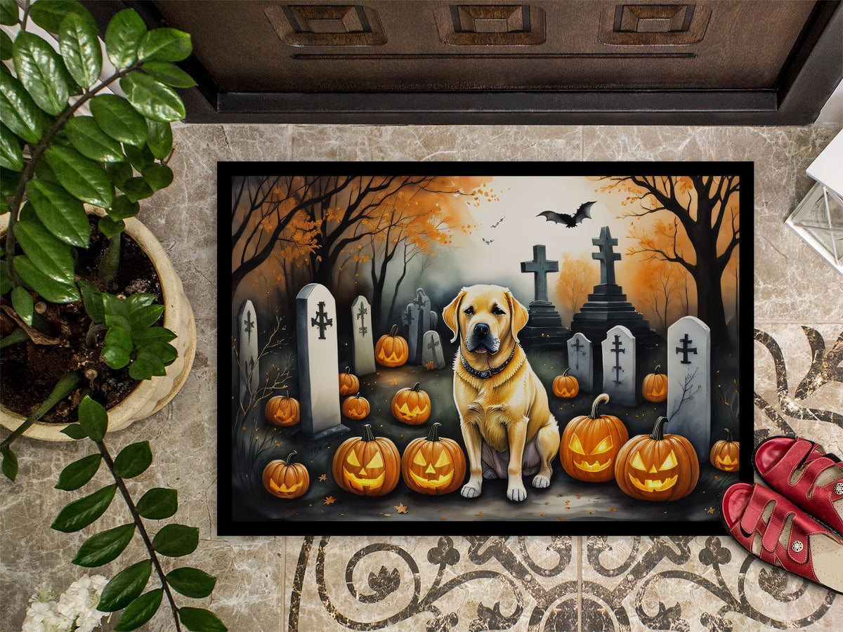 Yellow Labrador Spooky Halloween Doormat