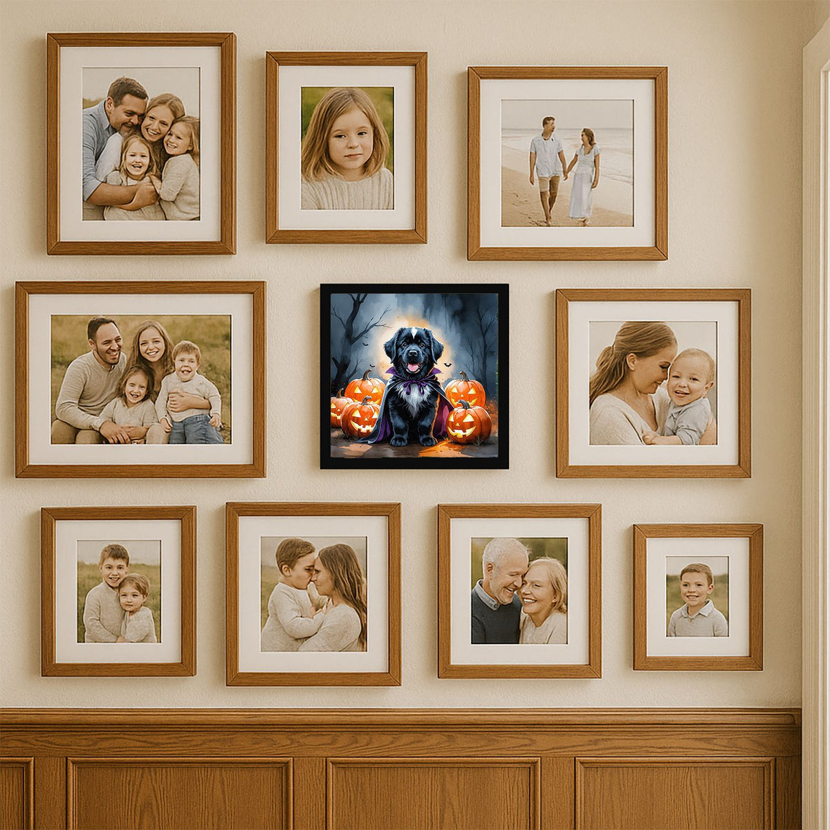 Newfoundland Puppy Halloween Framed Wall Art