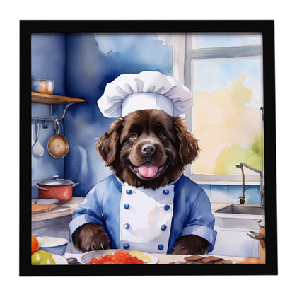Newfoundland The Chef Framed Wall Art for Kitchen, Bathroom, Office