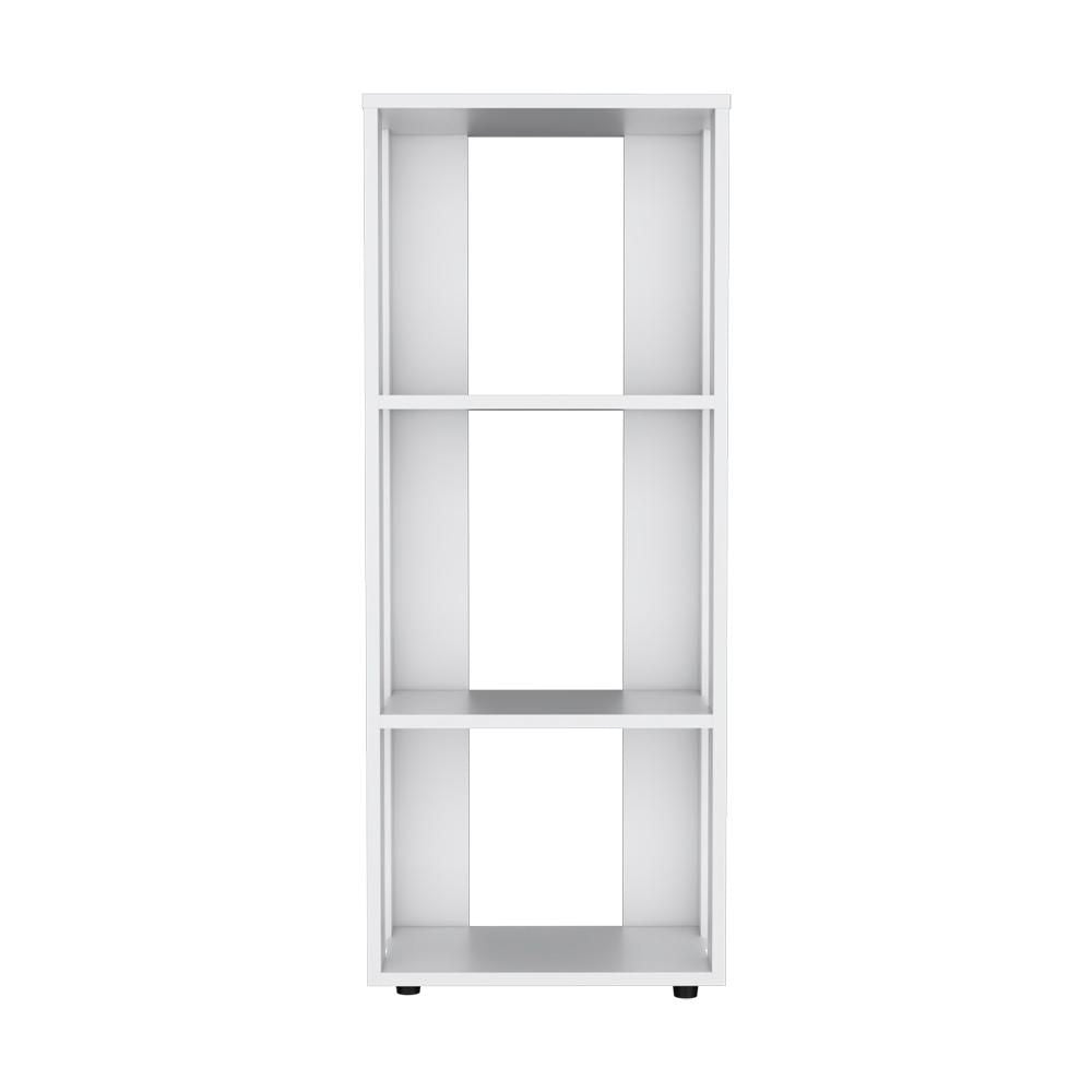3-Shelf White Bookcase for Living Room or Office - Open Back Design