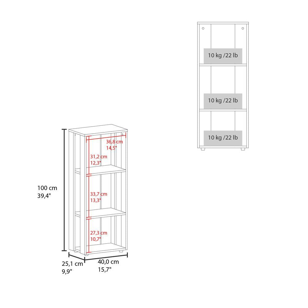 3-Shelf White Bookcase for Living Room or Office - Open Back Design
