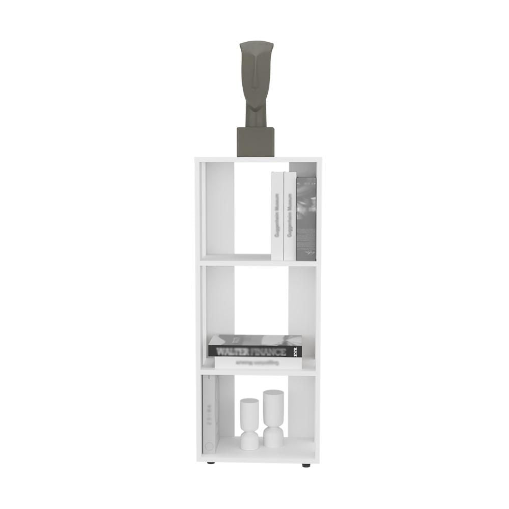 3-Shelf White Bookcase for Living Room or Office - Open Back Design