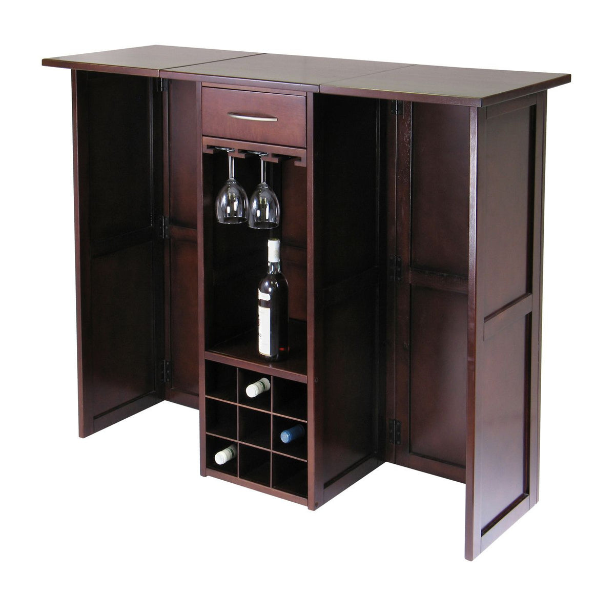 Newport Wine Bar Walnut with Expandable Countertop