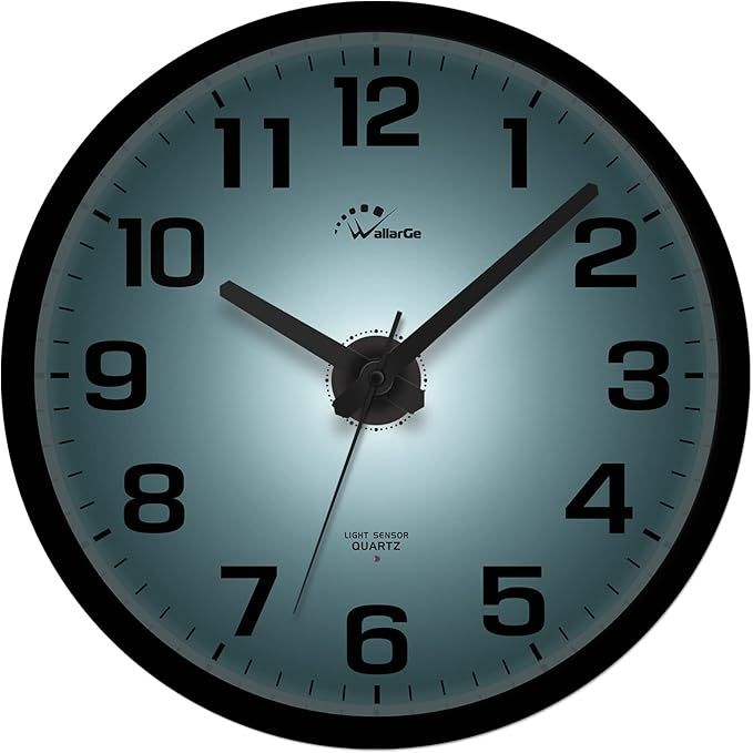 12- Night Light Wall Clock with Silent Glow for Bedroom