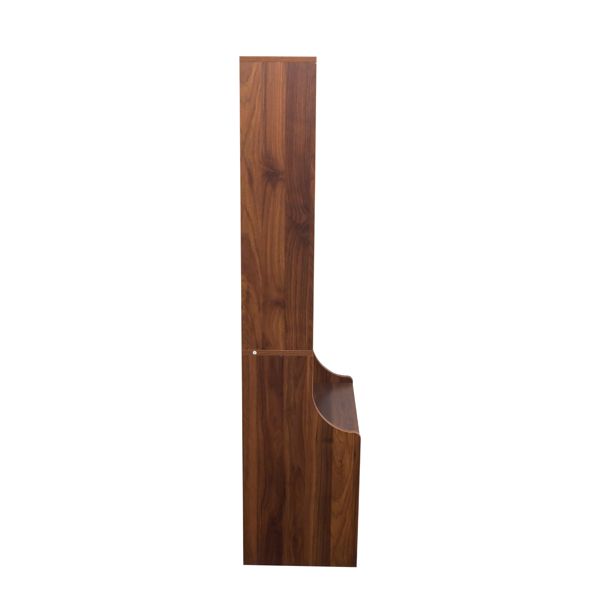 Walnut-Finish Nightstand with Bookshelf and Two Drawers