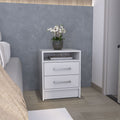 TidyCabinet Nightstand with 2 Drawers and 1 Shelf, White