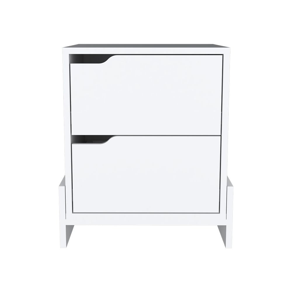 Brookland White Two-Drawer Bedside Nightstand