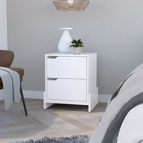 Brookland White Two-Drawer Bedside Nightstand