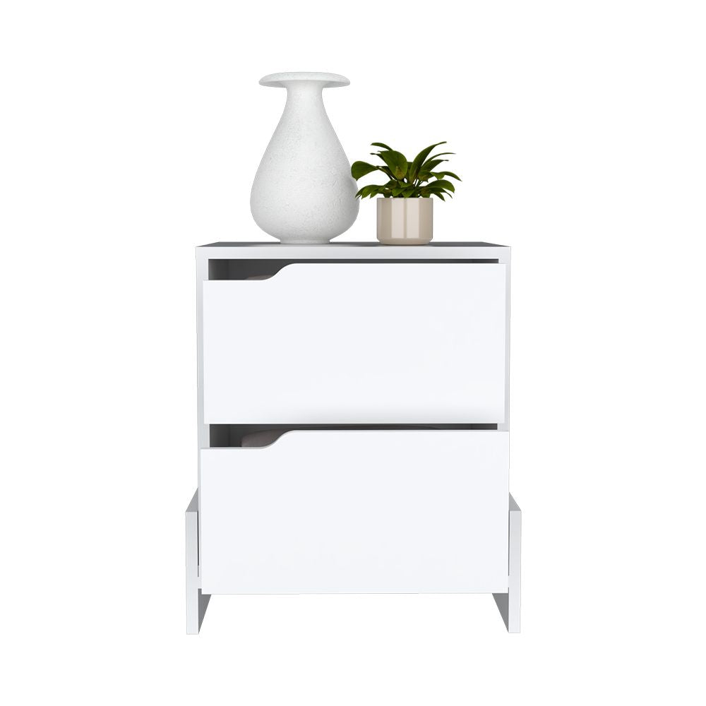 Brookland White Two-Drawer Bedside Nightstand