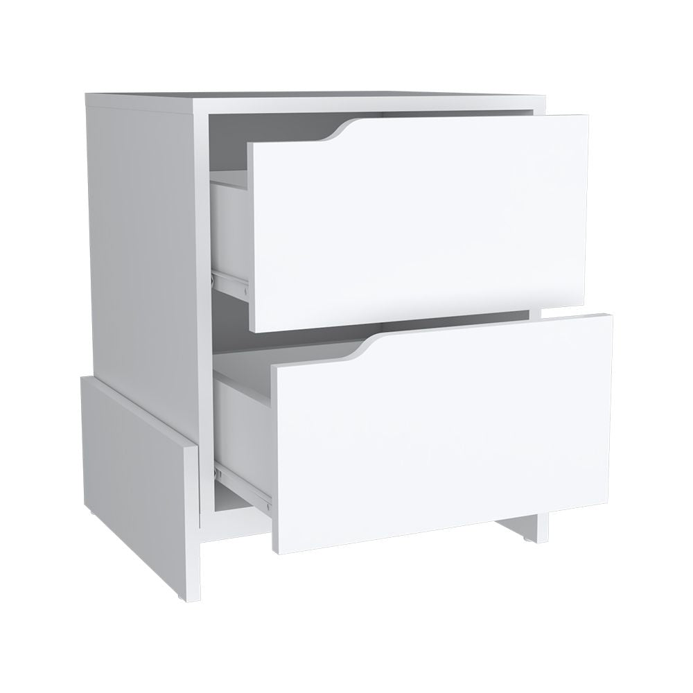 Brookland White Two-Drawer Bedside Nightstand