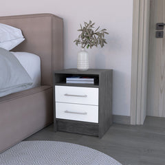 Nightstand Cartiz with Two Drawers and Open Shelf