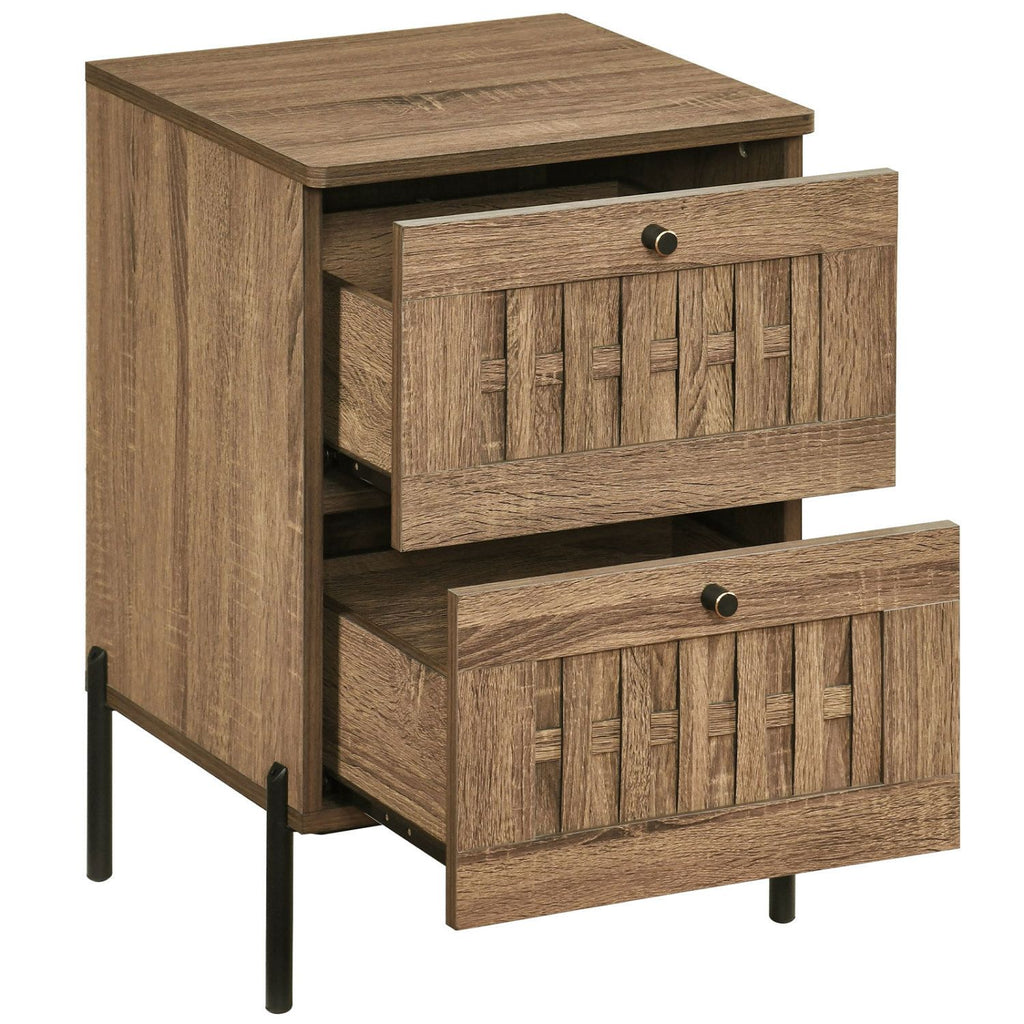 Nightstand Mid Century Modern End Table with Storage Drawers
