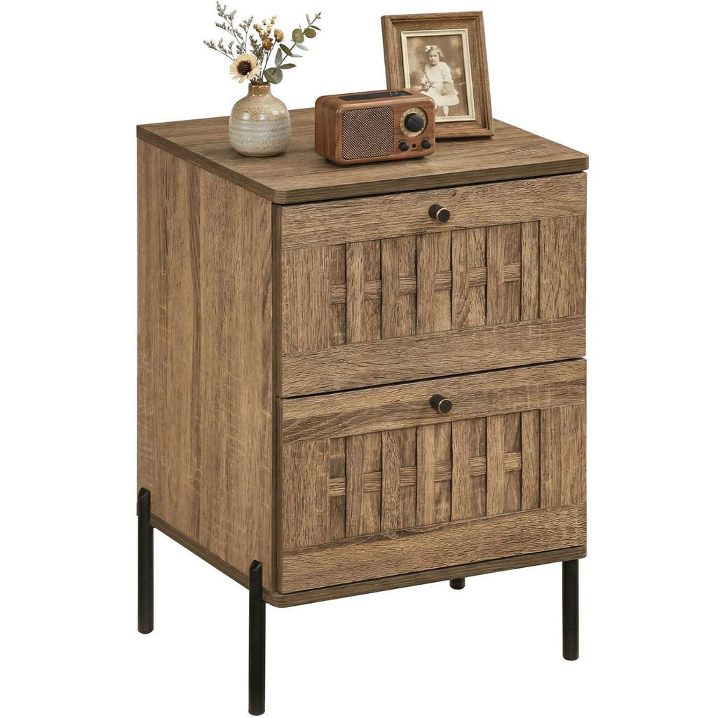 Nightstand Mid Century Modern End Table with Storage Drawers