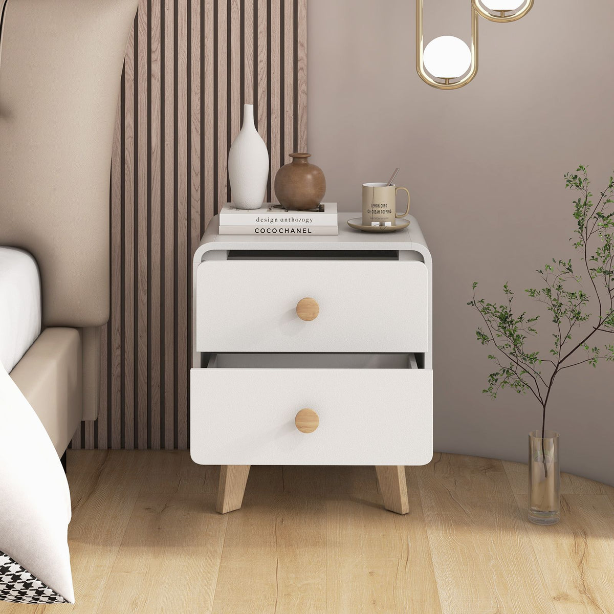 Mid-Century Two-Drawer Nightstand
