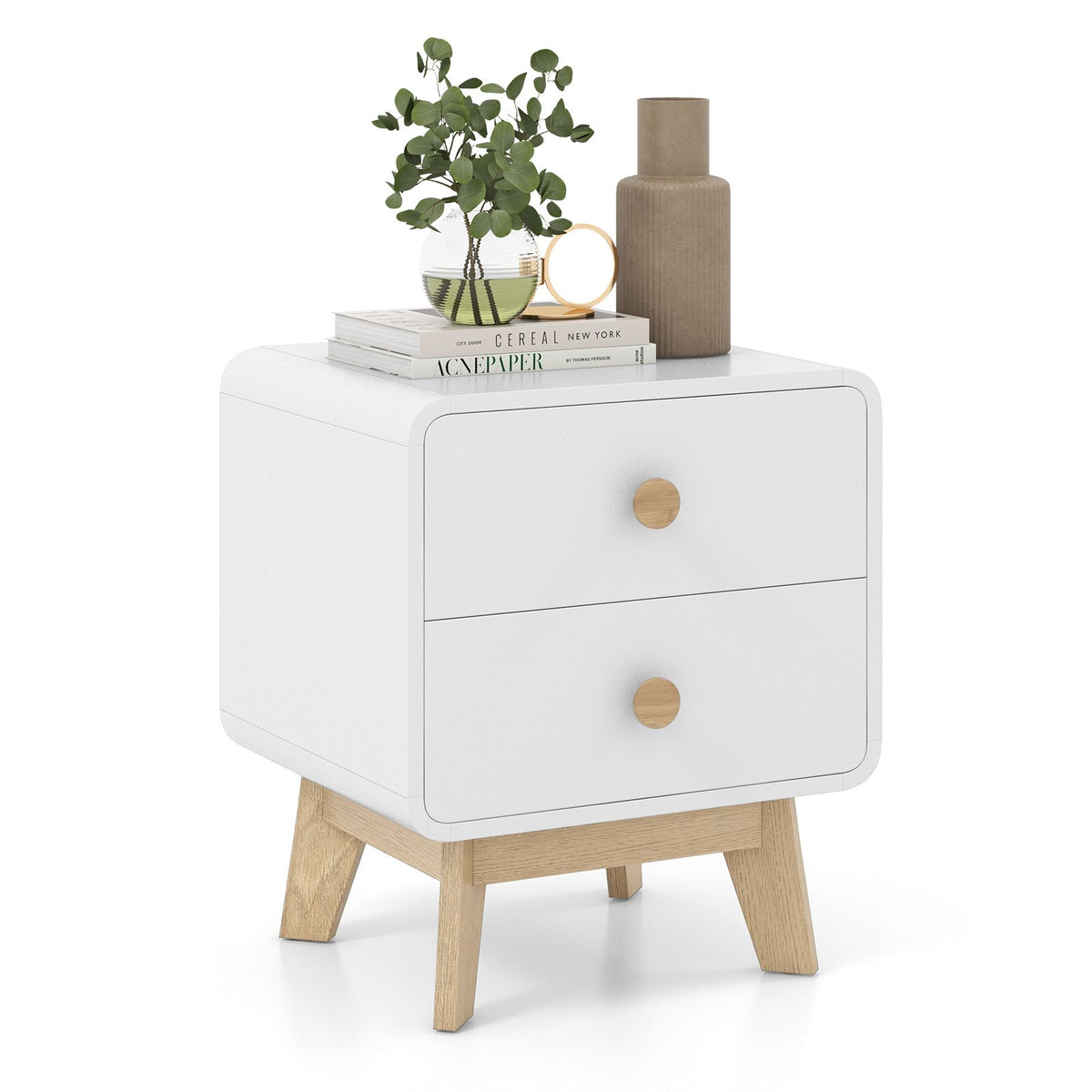Mid-Century Two-Drawer Nightstand