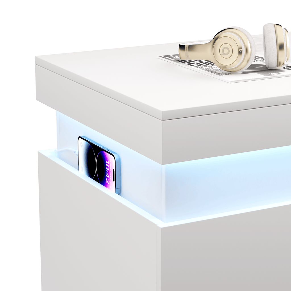 Modern Nightstand with Hidden Charging and RGB Lighting