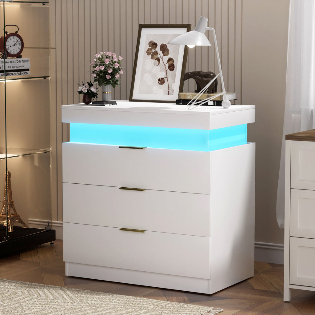 Modern Nightstand with Hidden Charging and RGB Lighting