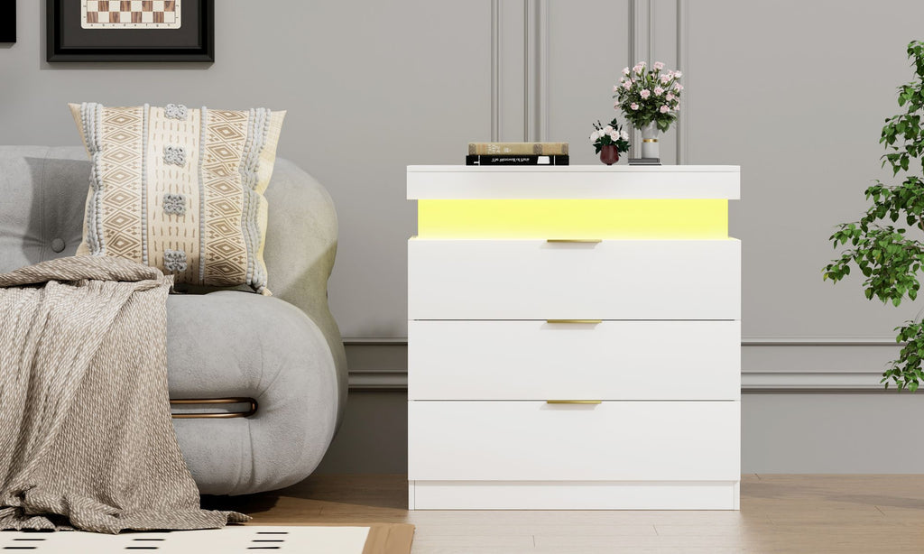 Modern Nightstand with Hidden Charging and RGB Lighting