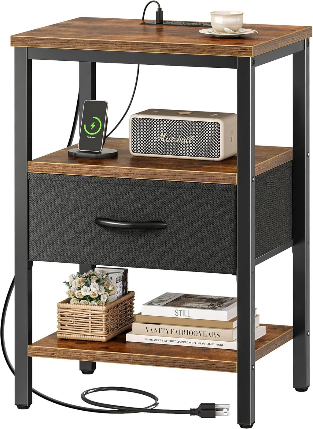 Flexible Bedside Storage with Built-In Charging