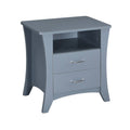 Gray Nightstand with Open Shelf and Two Drawers